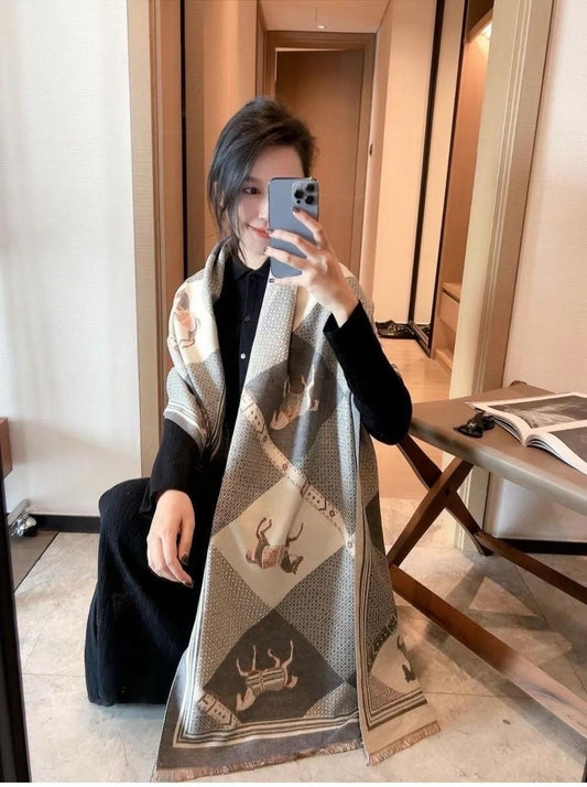 REH HER Dark Grey Cream Colour Top Quality Unisex Stole With Box 988357