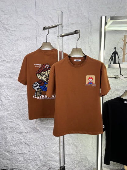 Raz Zar Black Colour EST.1988 Mario Back Print T-Shirt 5584
