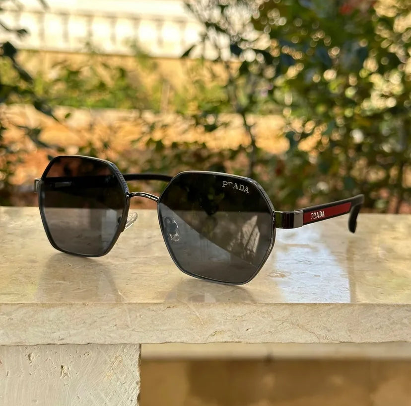 ARP Black Red Frame Black Shade Unisex Branded Sunglasses T0967 53 18 136