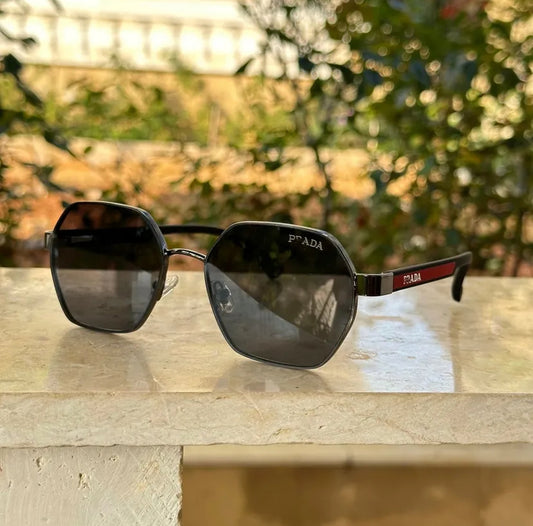 ARP Black Red Frame Black Shade Unisex Branded Sunglasses T0967 53 18 136