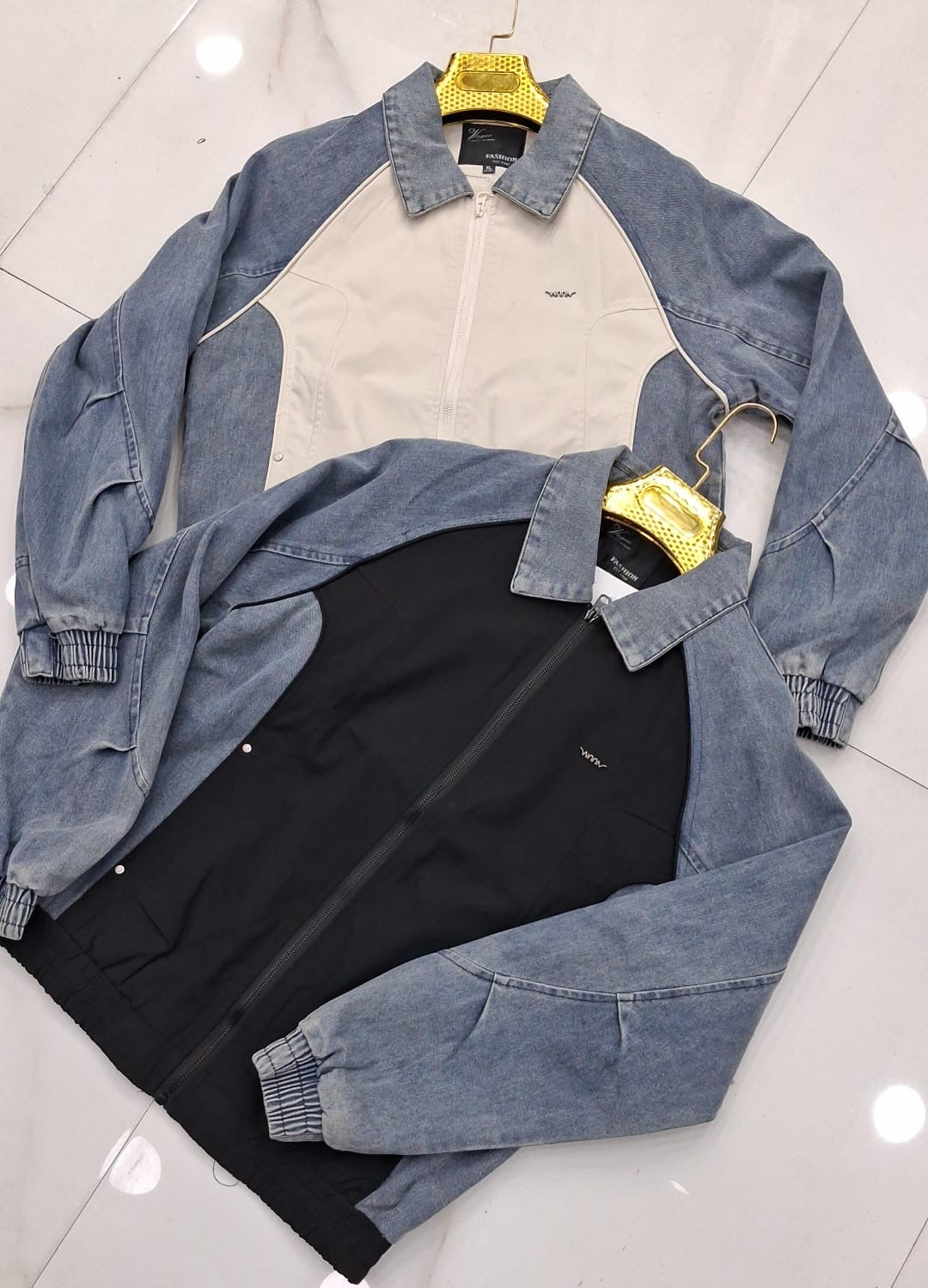 VOGUE Beige Colour Blue Denim OUTDOOR GARHENT Patch  Premium Quality Unisex Imported Jacket
