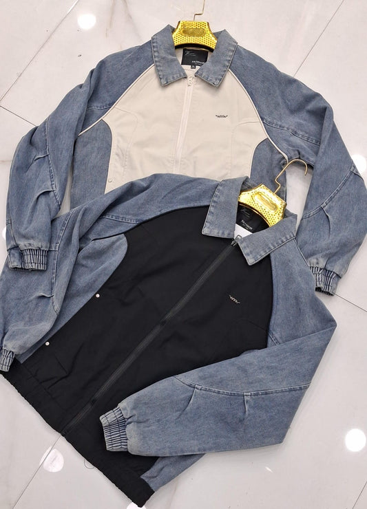 VOGUE Black Colour Blue Denim OUTDOOR GARHENT Patch  Premium Quality Unisex Imported Jacket