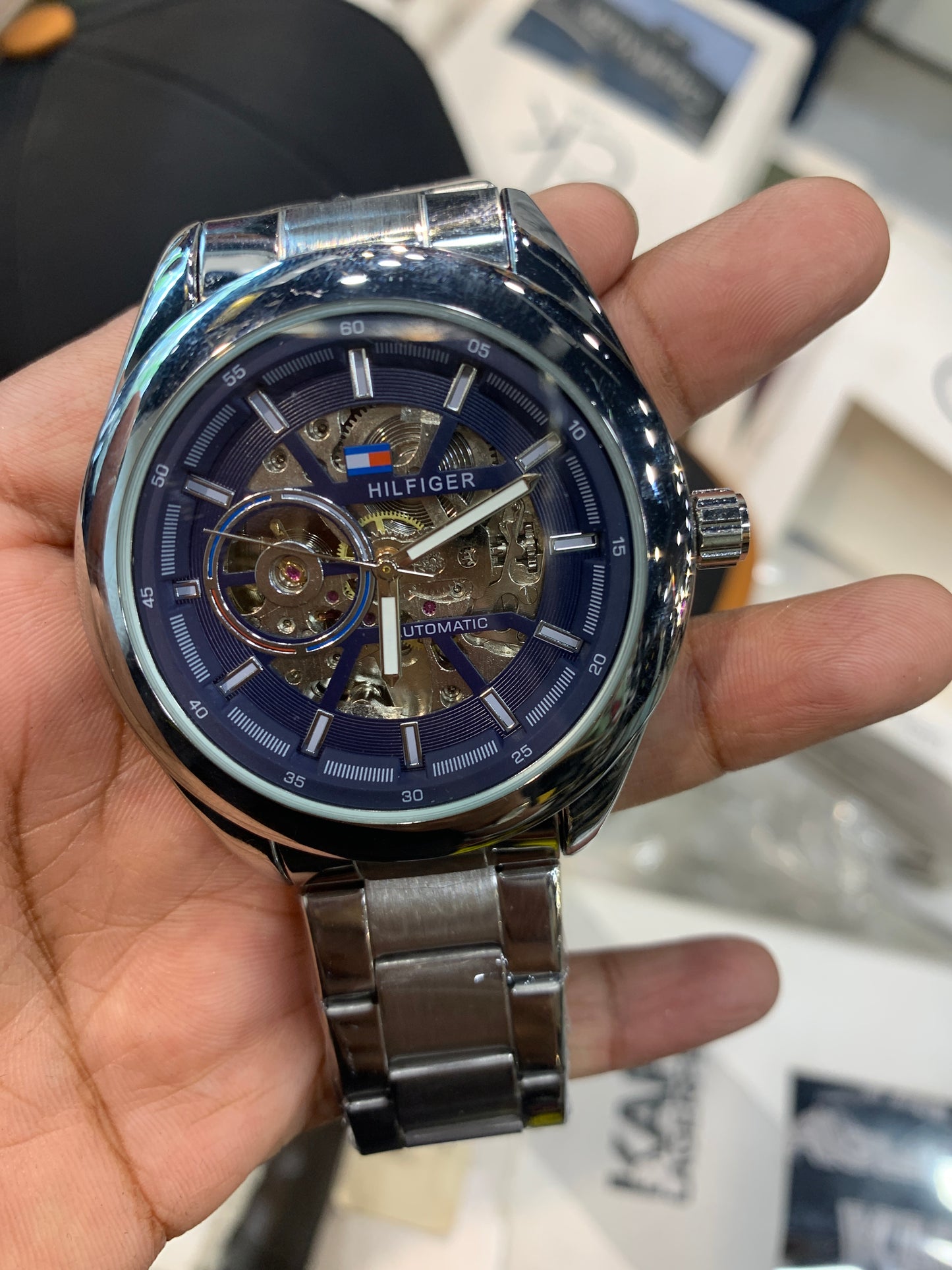Mot Silver Chain Silver Ring Blue Dial Automatic Men Watch 990423