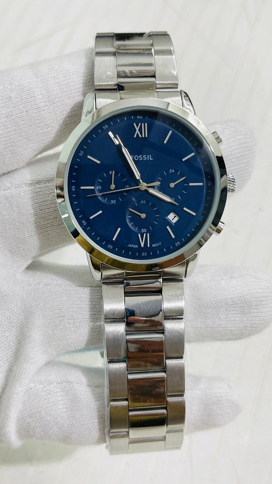 Sof Silver Chain Blue Dial Chronograph Working Men Watch 989295