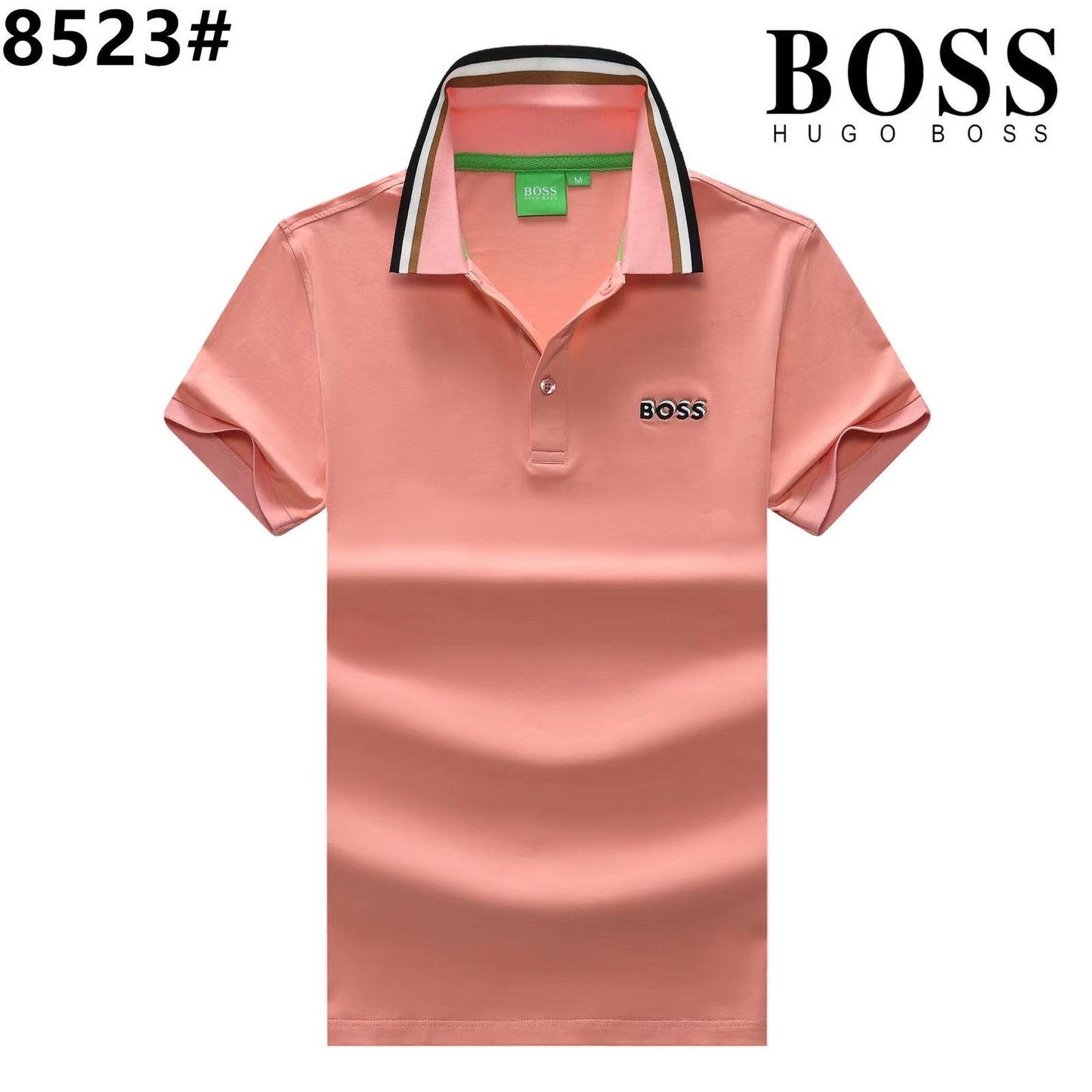 SOB Peach Colour With Logo Embroidery Premium Quality Collar Tshirt 8523