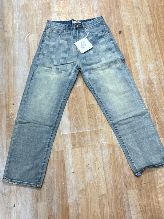 Yu.shou Designed Brother Light Blue Green Colour Baggy Fit Jeans N806