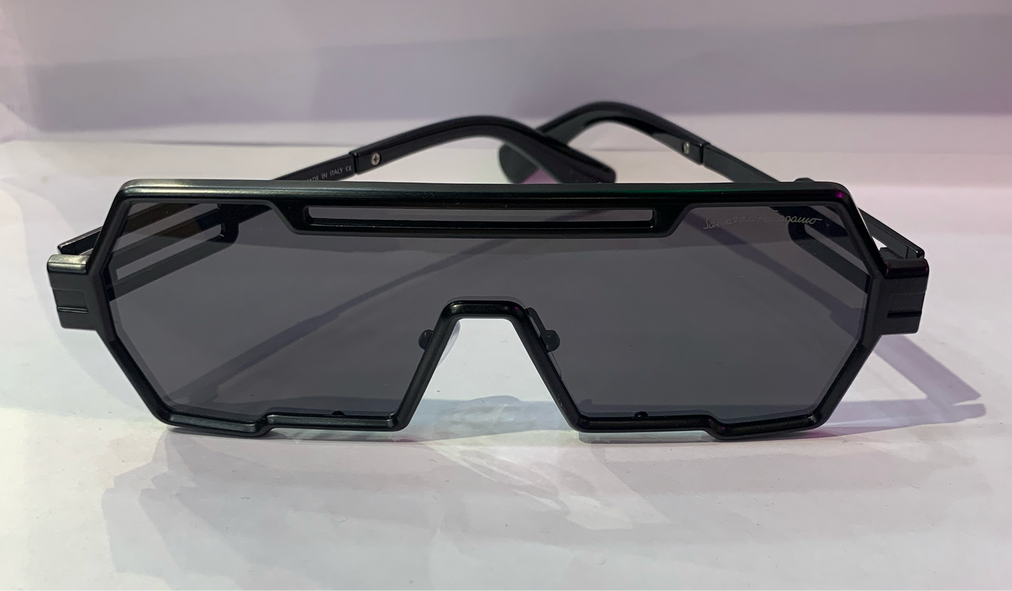 LAS FER Matt Black Frame Black Shade Black Stick Unisex Sunglasses SUN099