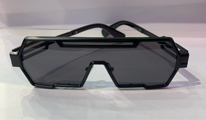 LAS FER Matt Black Frame Black Shade Black Stick Unisex Sunglasses SUN099