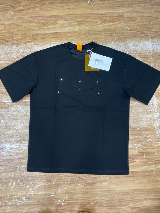 OUTLIER Black Colour Metal Studd With Patch Premium Quality Round Neck T-Shirt OL 497