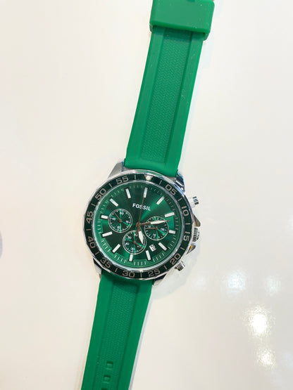 SOF Green Silicon Silver Ring Green Dial Chronograph Men’s Watch 989820