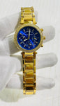 Cim Golden Chain Blue Dial Studed Ladies Watch 989363