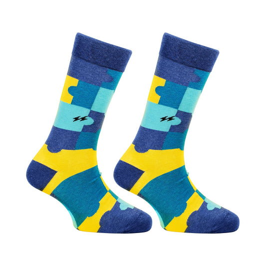 PAPA SOCKS Blue Colour Razzle Puzzle Edition Premium Quality Full Unisex Socks 989946