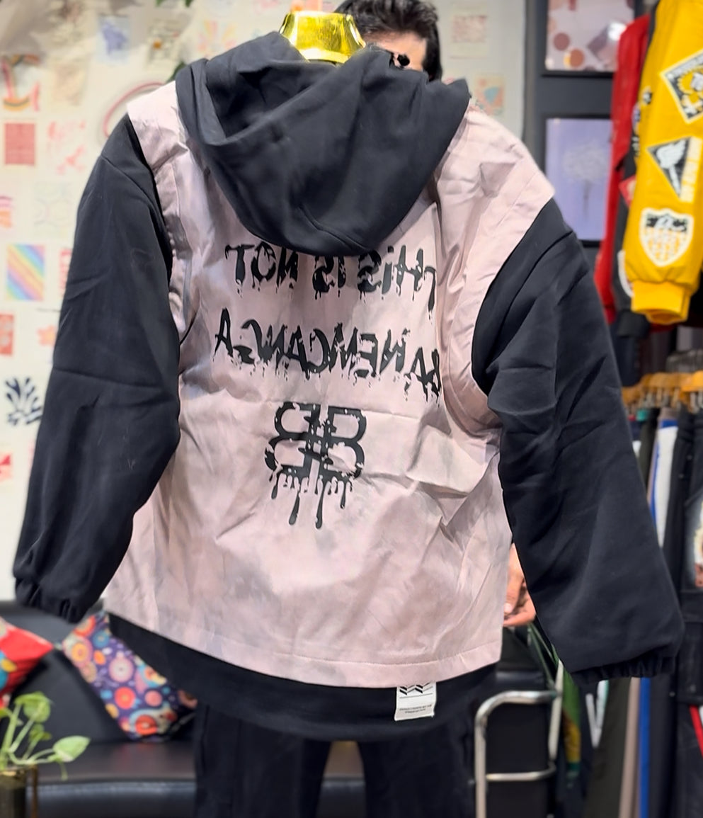 Banenciaga Pink Black Print Full Sleeve Hooded Jacket 9810