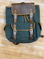 Brown Green Leather Unisex Bag pack 989378