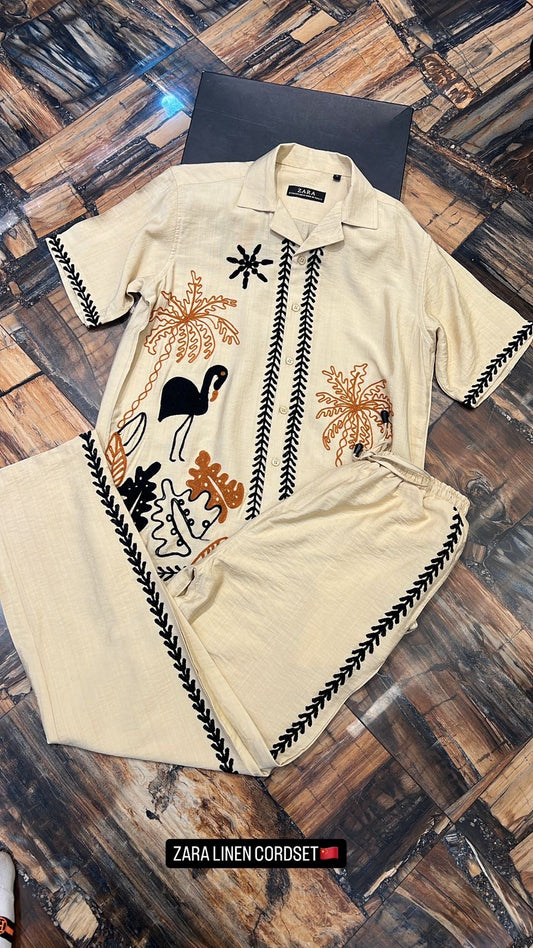 Raz Zar Beige Colour Linen Coord Set 989094