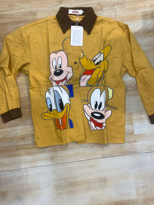 Mazakimyee Shirt  Yellow Brown Collar Anime Print R014