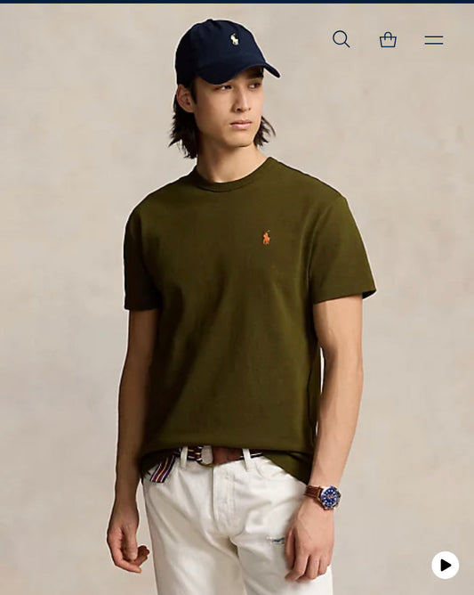 LOP Olive Green Color Plain Single Logo Premium Quality Tshirt 88803