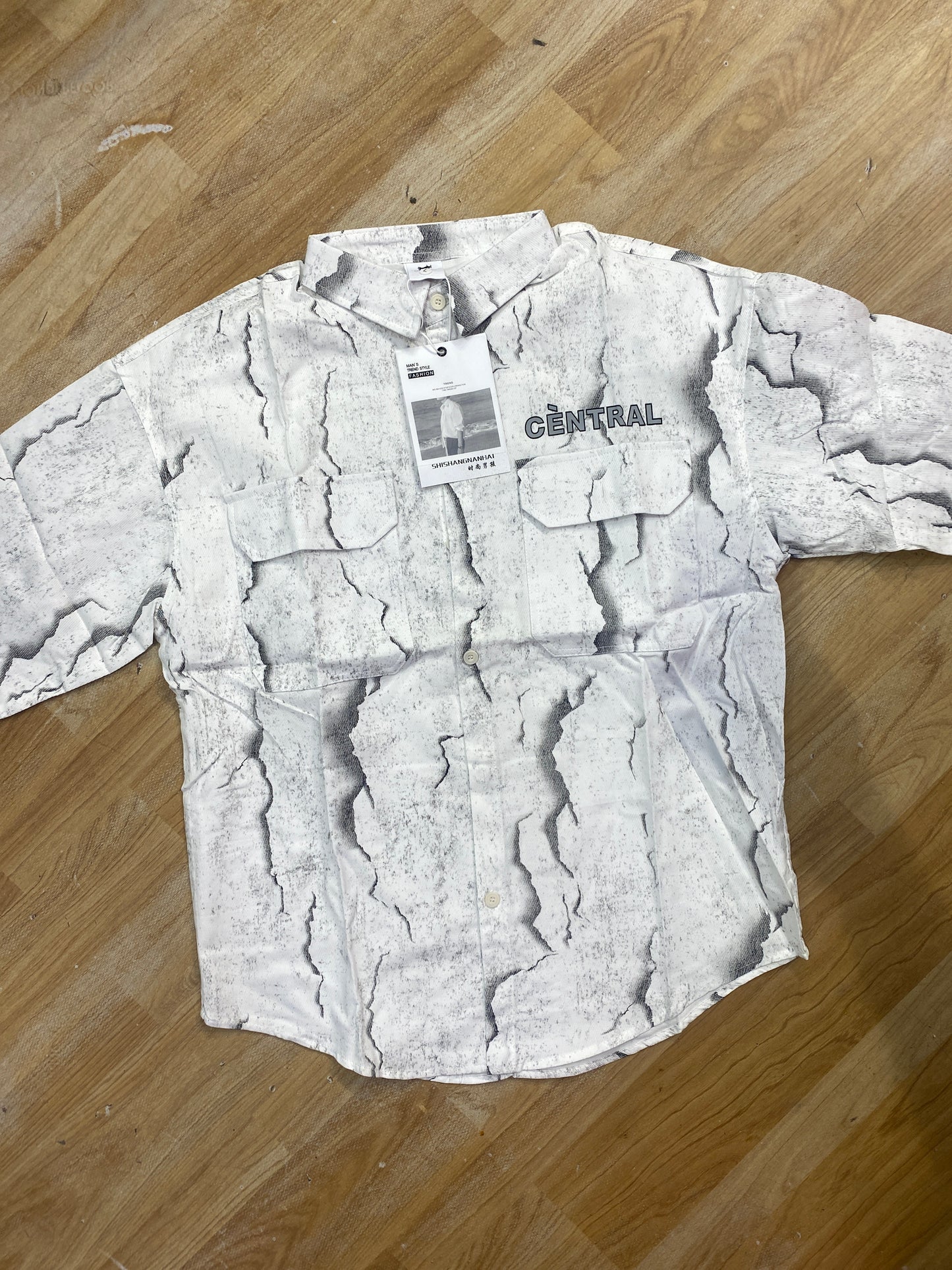 Vogue Design  Grey White Shirt Half Sleeve Drop Shoulder W857
