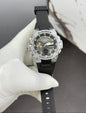 Hsg Black Silicone Strap Silver Metal Dial Water resistant Sports Men Watch 989498