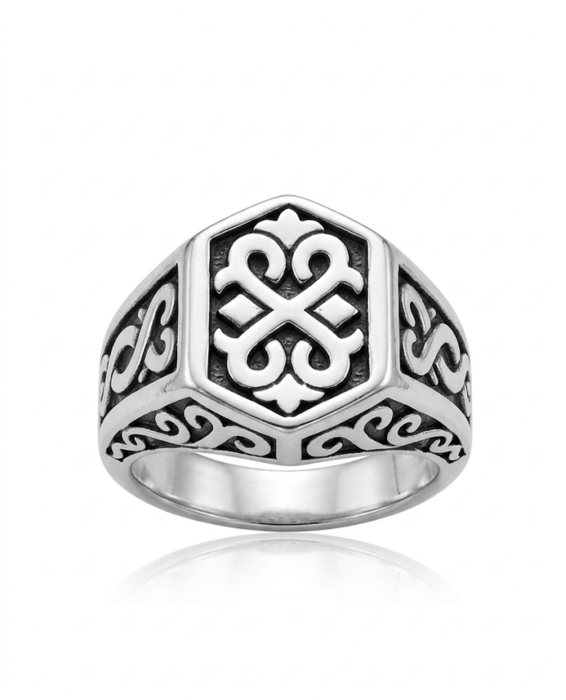 Stylish Silver Black  Ring for Men 991097
