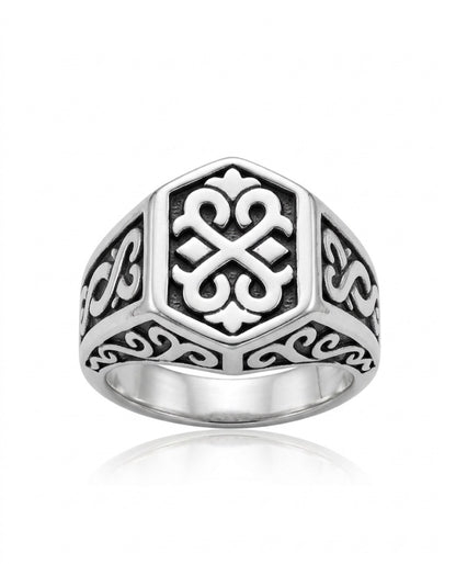 Stylish Silver Black  Ring for Men 991097
