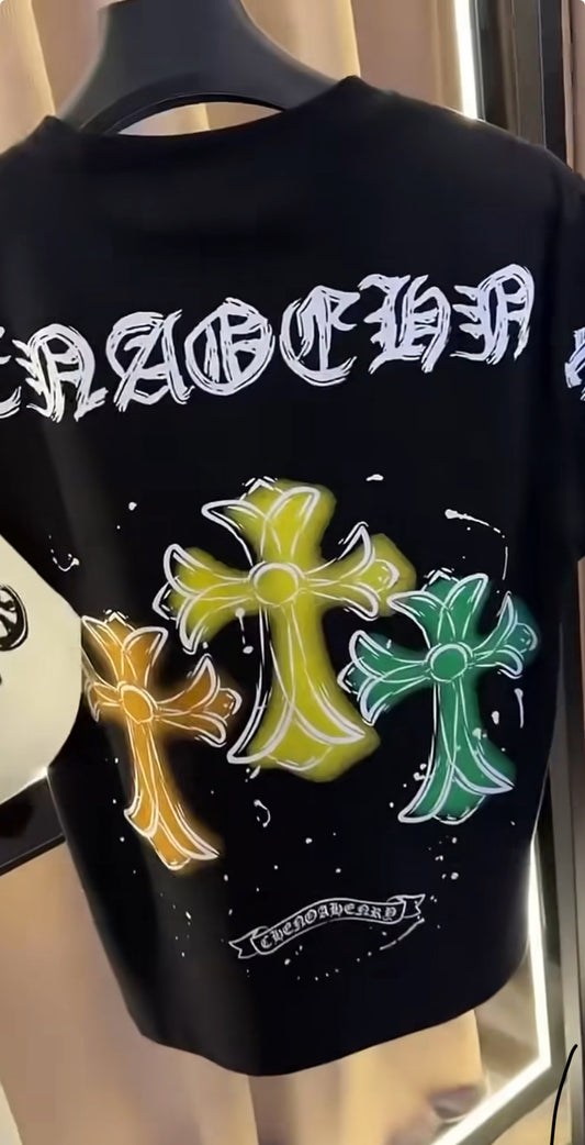 Luyimengkou Black Colour Chr Rhc Back Print Imported T-Shirt 134