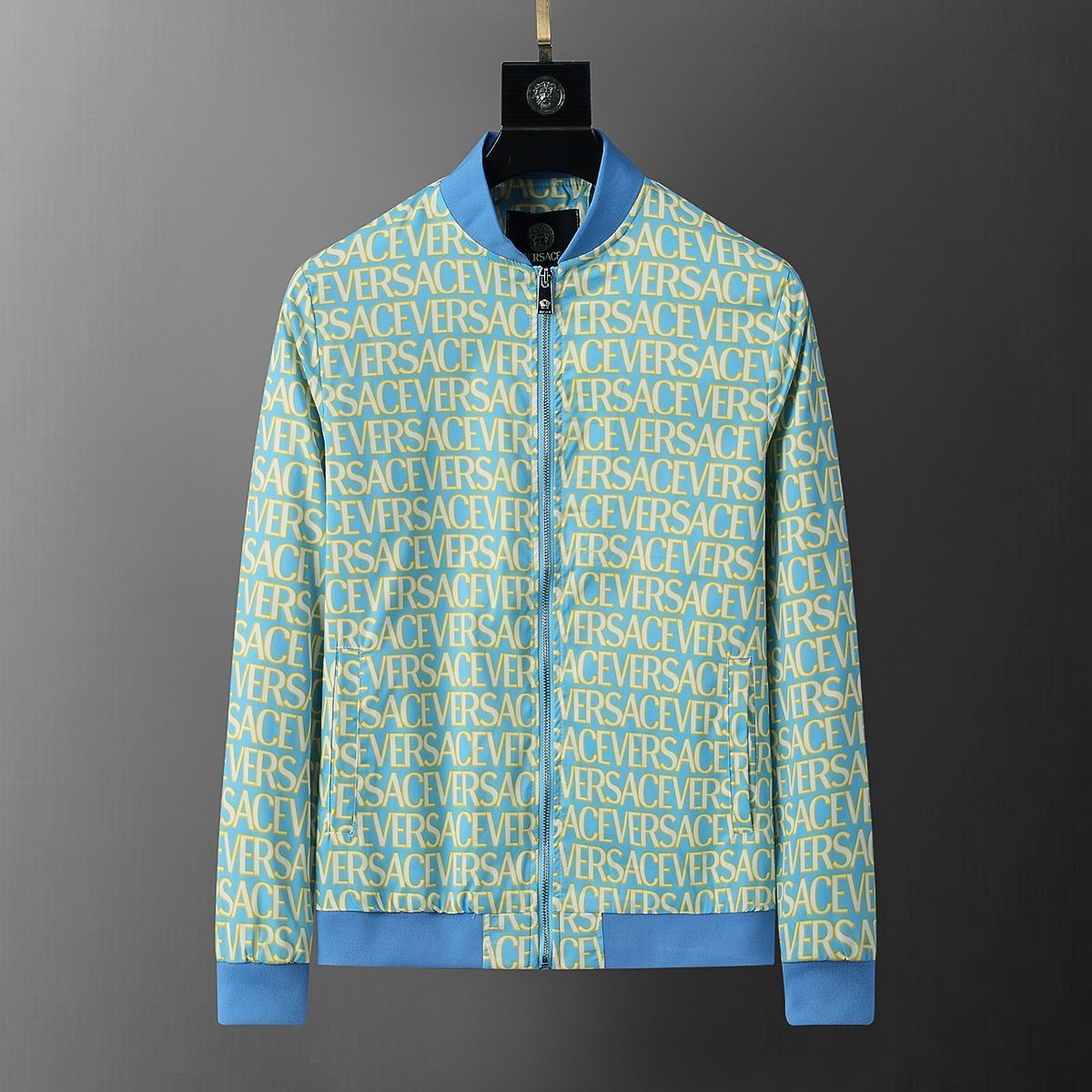VER REV Blue Colour With Monogram Print Premium Quality Zipper Jacket 55002