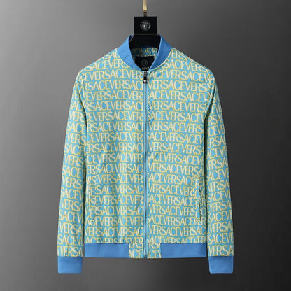 VER REV Blue Colour With Monogram Print Premium Quality Zipper Jacket 55002