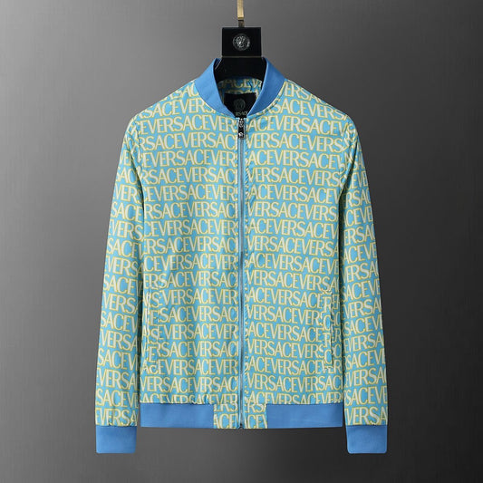 VER REV Blue Colour With Monogram Print Premium Quality Zipper Jacket 55002