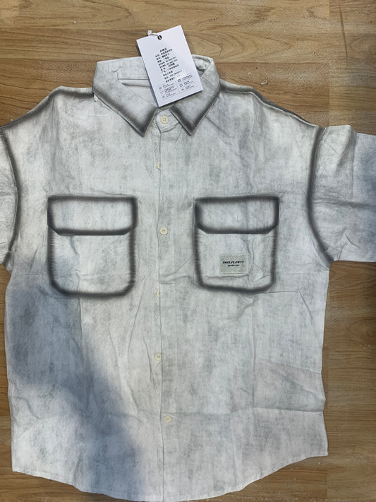 Vogue Design White Grey Shirt Half Sleeve Drop Shoulder W891