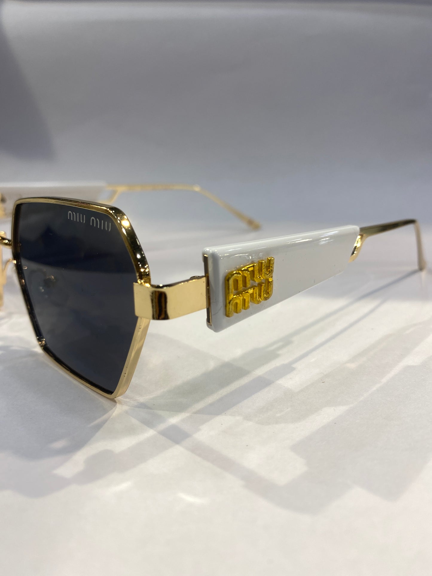 UIM MIU  White Frame Black Shade Unisex Branded Sunglasses 98104