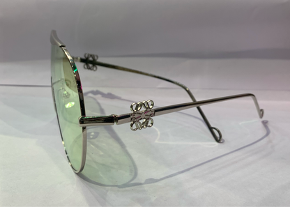 EOL Silver Frame Trancy Green Shade Silver Stick Unisex Sunglasses SUN103