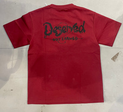 OUTLIER Maroon Colour Deserved NOT EARNED Dog Print Imported T-shirt OL509
