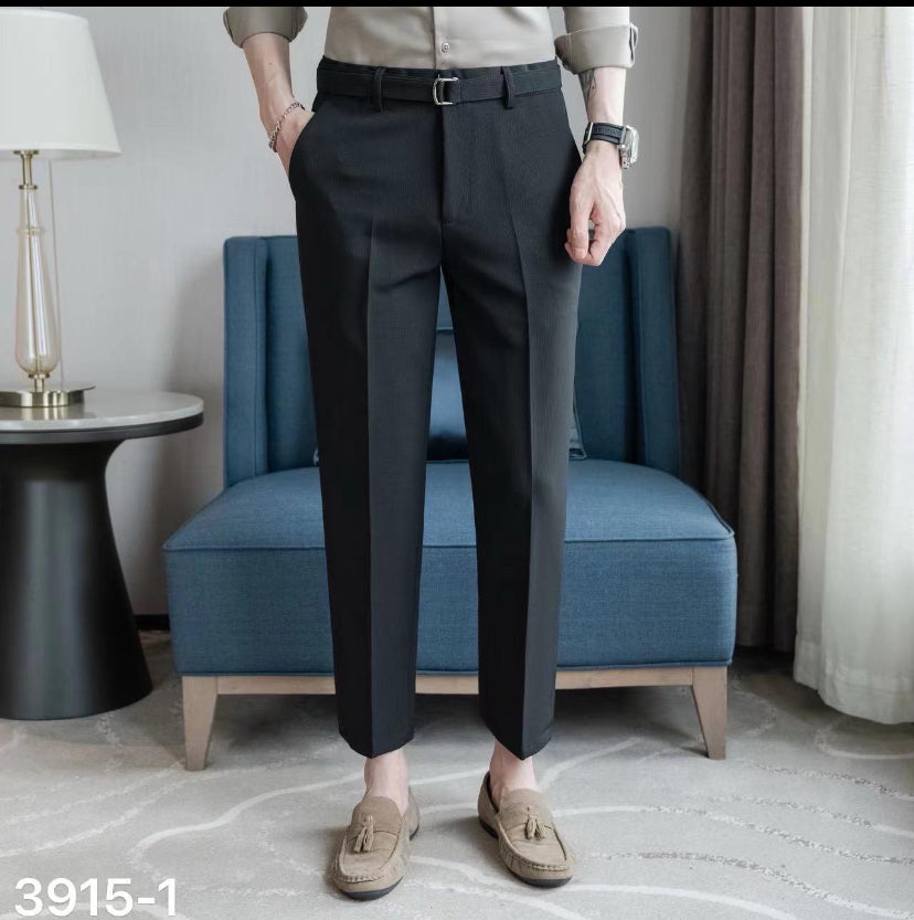Korean Style Trousers With Belt Black Colour K3913