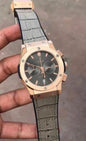 Buh Grey Leather Strap Grey Dial Copper Ring Men Watch 901736