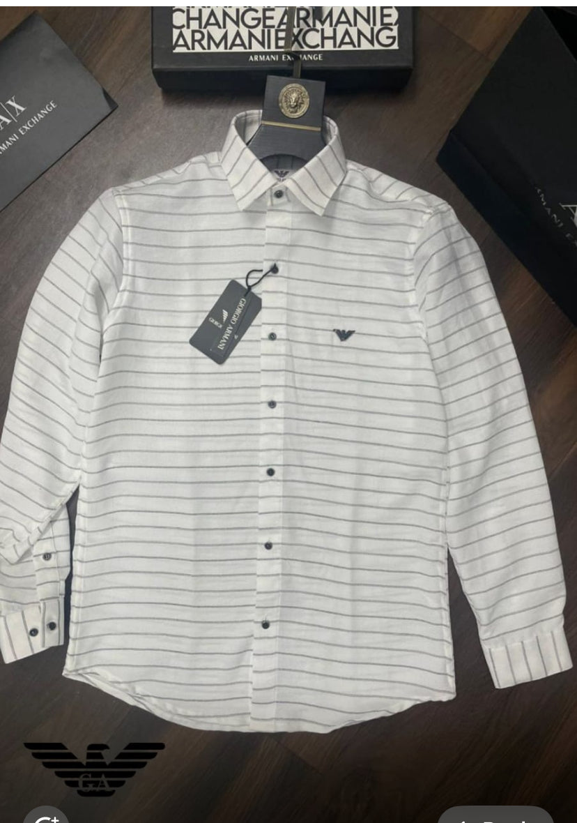 White Colour Black Line Stripe Shirt MRA  Full Sleave 71430