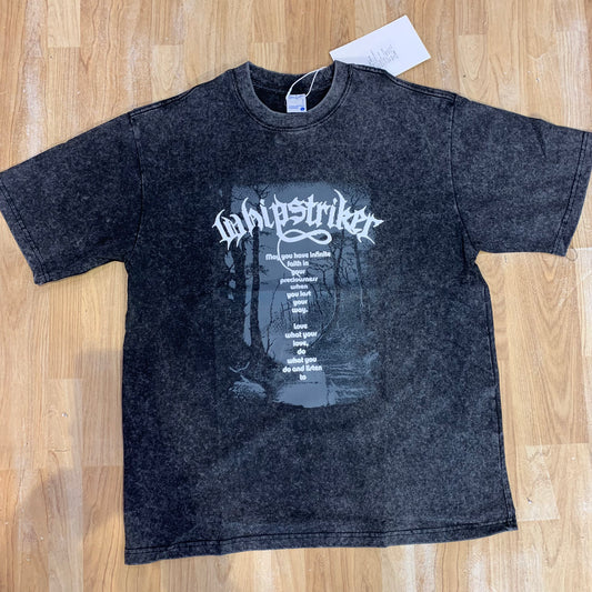 UNUSUAL Black Colour Faded Denim Style Printed Unisex Oversized T Shirt 86127