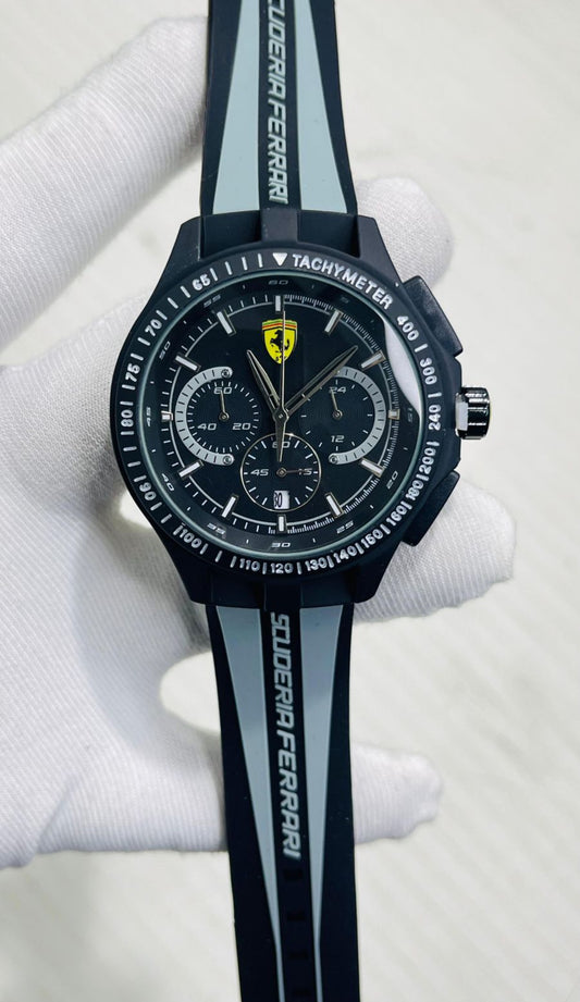 REF Black Grey Silicone Strap Black Dial Men’s Watch 988417