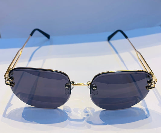 VIG Golden Frame Black Shade Unisex Sunglass WH440 58 15-145