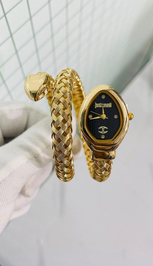 Suj Cav JC Golden Snake Black Dial Ladies Watch 990285