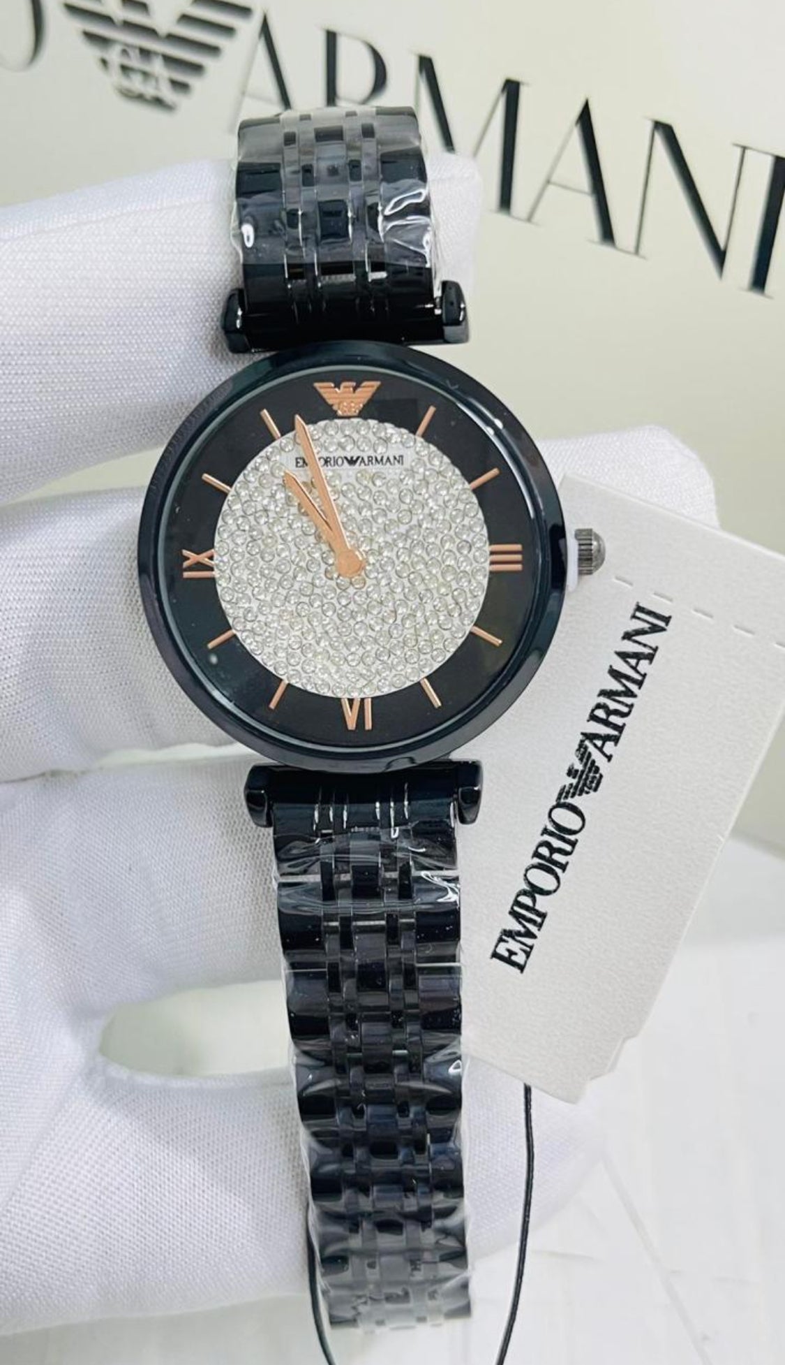 Mra Black Chain Copper Silver Stud Dial Ladies Watch 987449