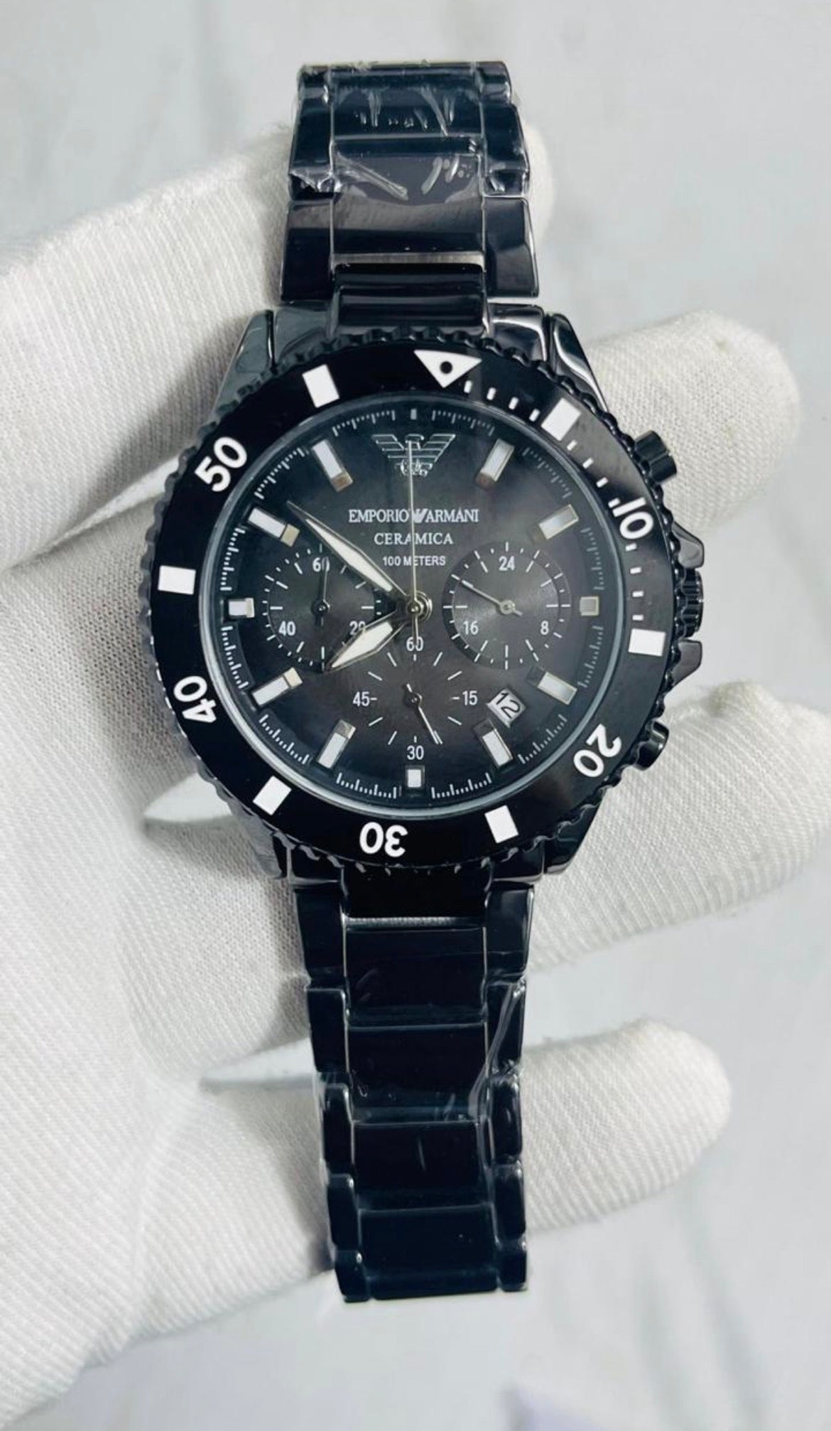 Mra Black Chain Black Dial Ceramic Premium Og Quality Men Watch 990346