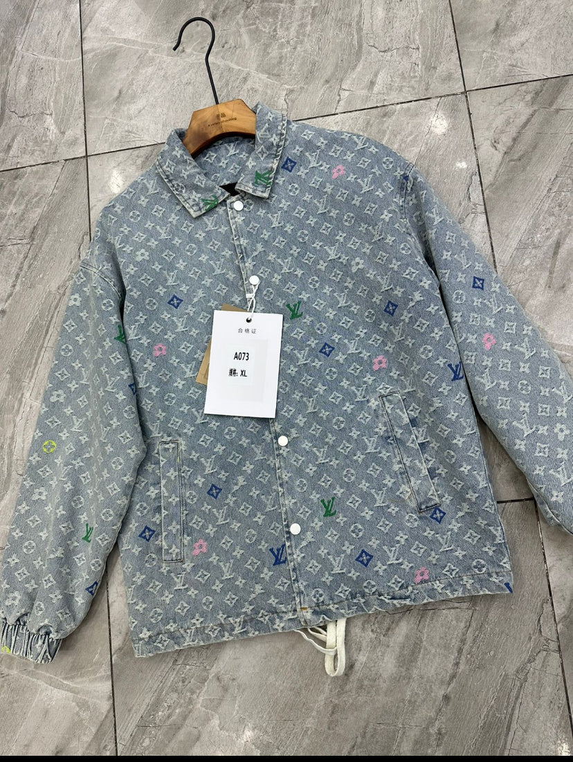 VL UOL Blue Grey Wash Colour With Monogram design Denim jacket A073