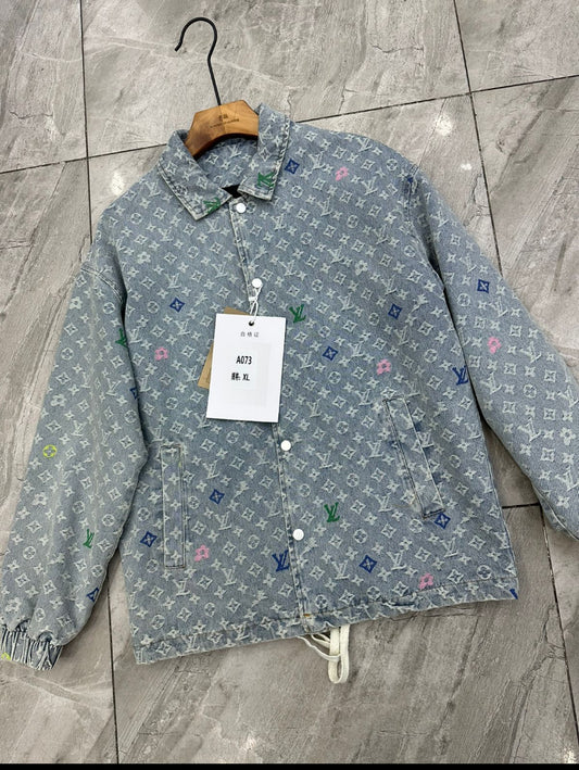 VL UOL Blue Grey Wash Colour With Monogram design Denim jacket A073