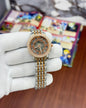 Sof Silver Copper Chain Copper Stud Ring Copper Dial Automatic Ladies Watch 990252