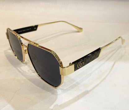 CUG Golden Frame Black Shade Sunglass YH063 53 16-141
