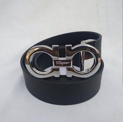 REF Multi Colour Buckle Black Leather Ladies Belt 87471