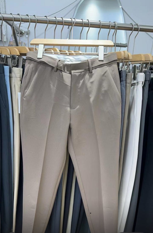 Korean Style Trousers With Belt Brown Colour K3914
