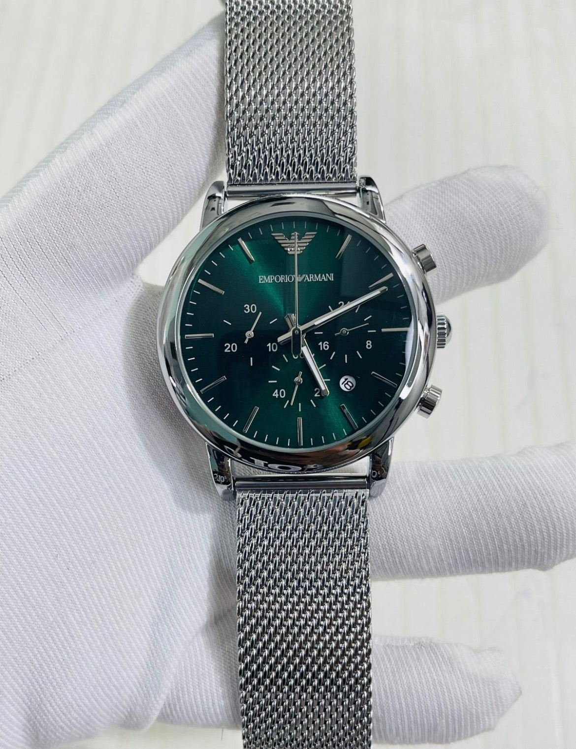 Mra Silver Chain Green Dial Men Watch 990356