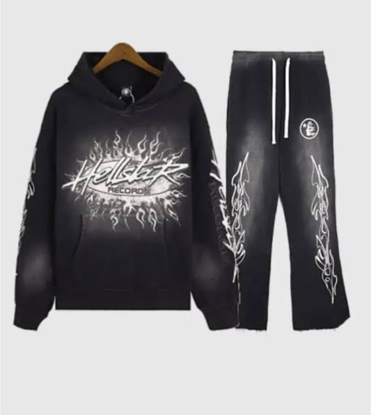 Hellstar Coord set Hoodie & Lower Black Grey Colour 90981
